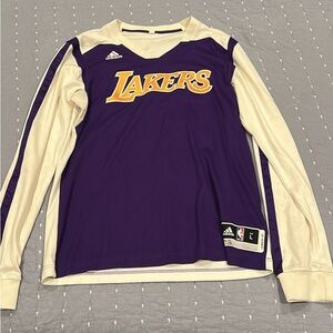 Adidas Purple and Cream Lakers Long Sleeve Shirt